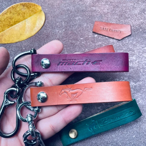 Mustang Mach-E Leather Keychain gifts for electric car enthusiasts