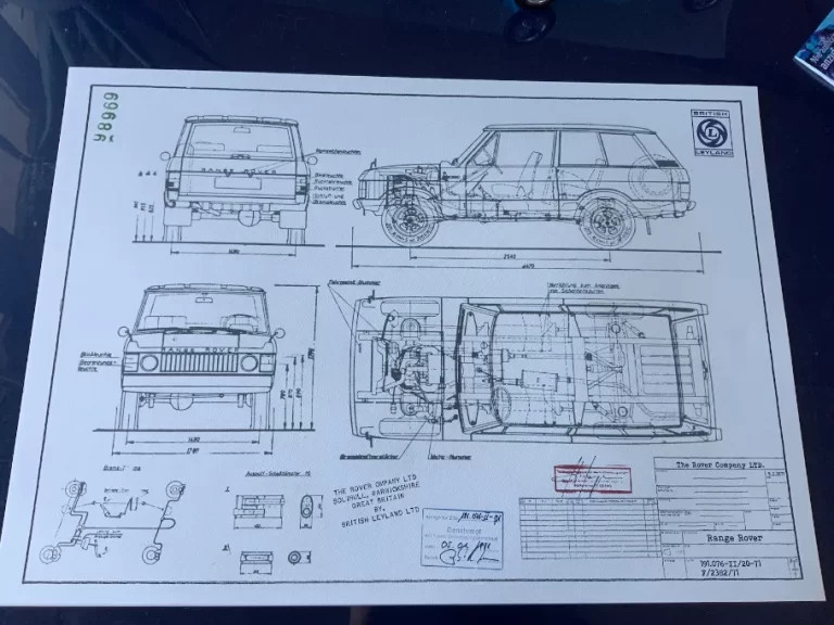 Range Rover Blueprint drawing gift gearhead